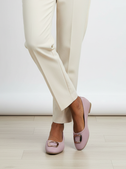 Womens Peach Casual Solid Pattern Narrow Toe Ballerinas