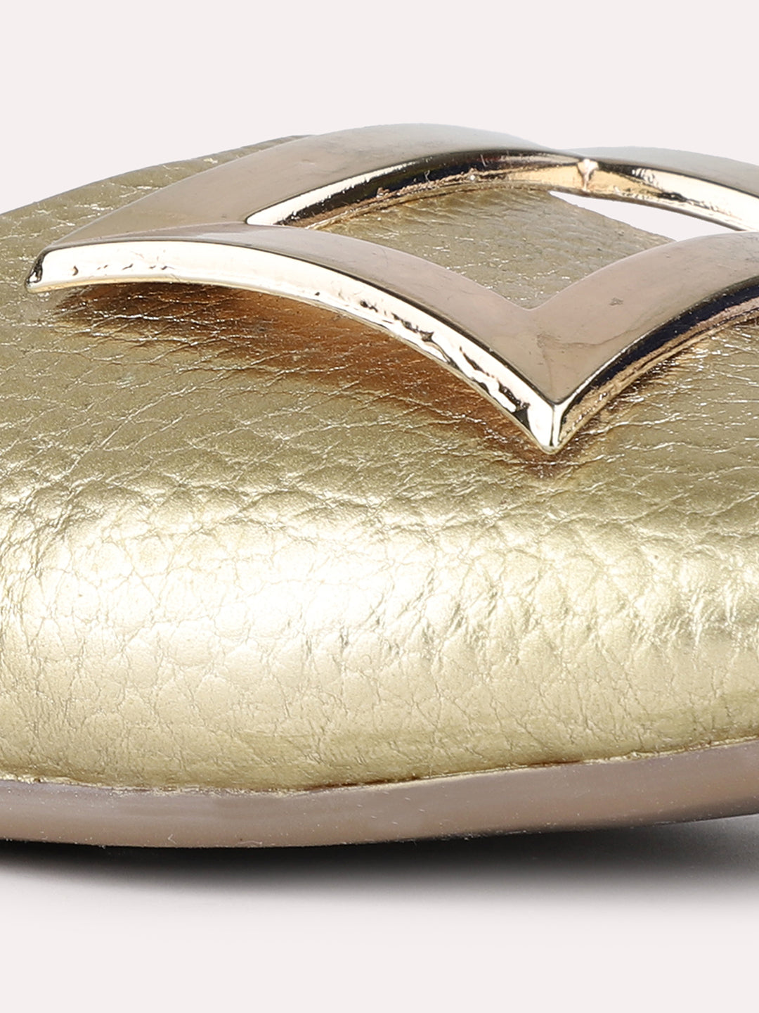 Women Golden Casual Solid Pointed Toe Ballerinas