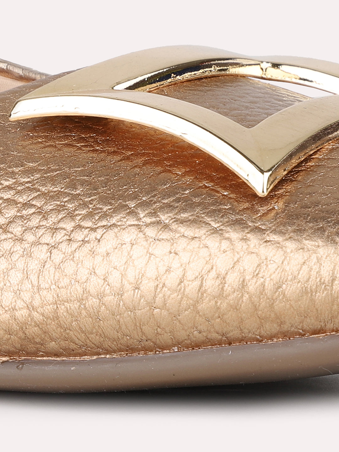 Women Rose Gold Casual Solid Pointed Toe Ballerinas