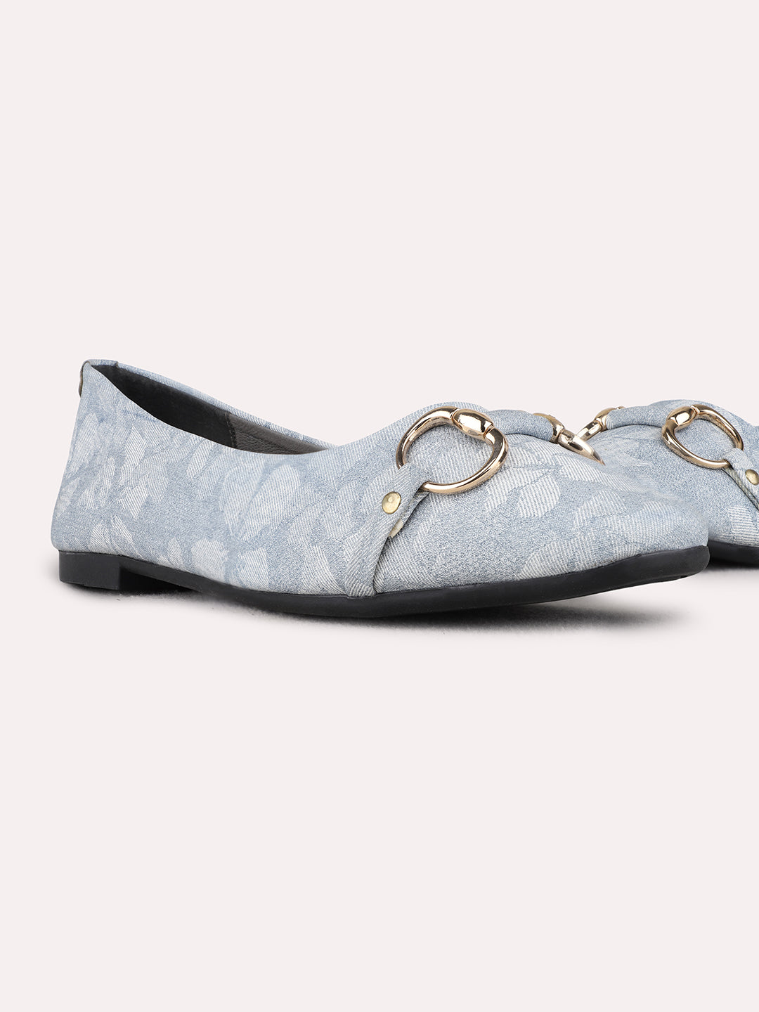 Womens Blue Casual Printed Pointed Toe Ballerinas