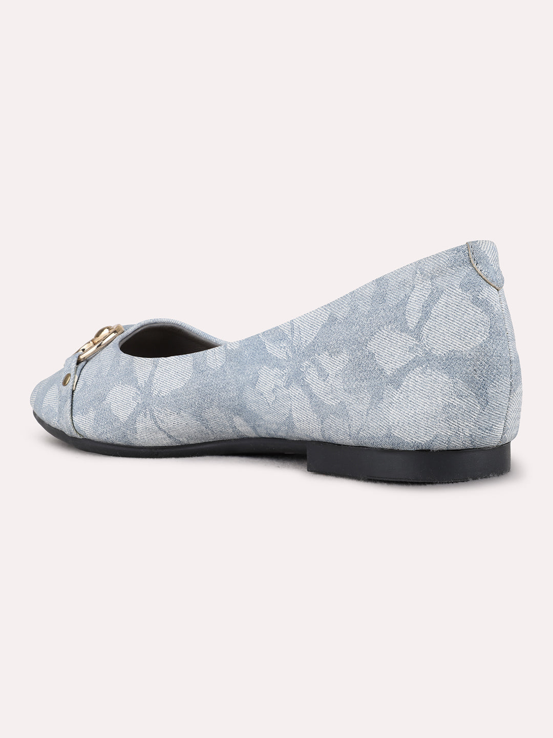 Womens Blue Casual Printed Pointed Toe Ballerinas
