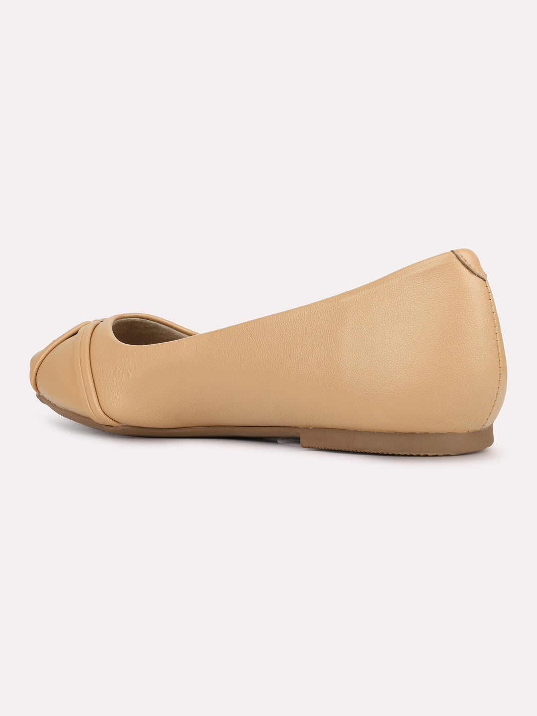 Womens Beige Casual Solid Pattern Pointed Toe Ballerinas