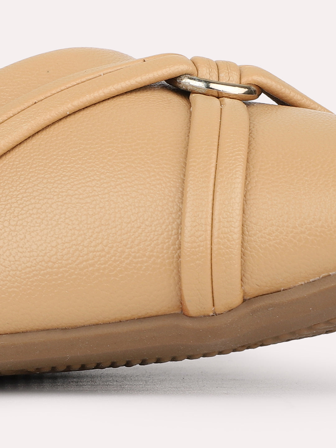 Womens Beige Casual Solid Pattern Pointed Toe Ballerinas