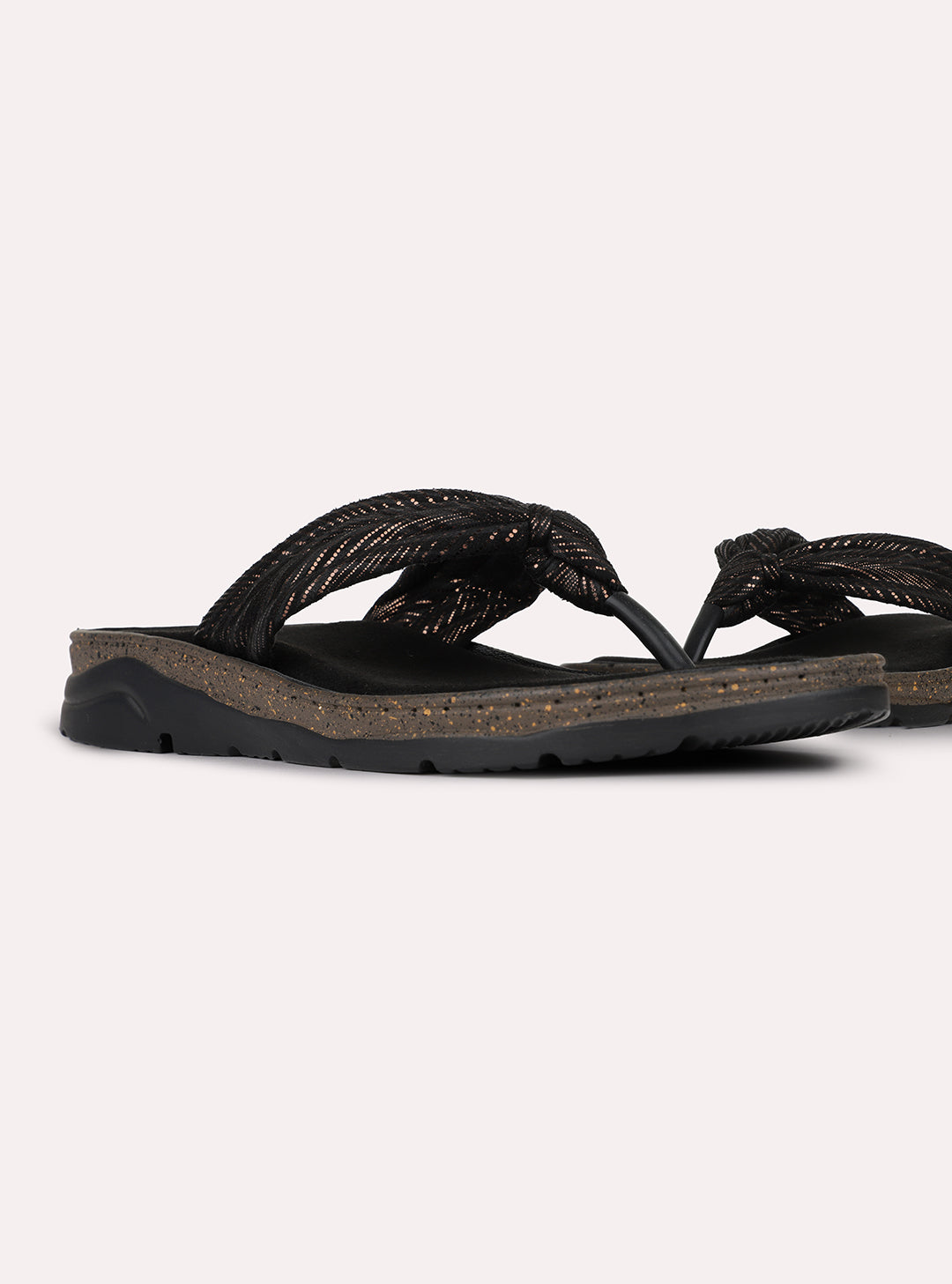 Womens Black Casual Solid Round Toe Flat Slip-Ons
