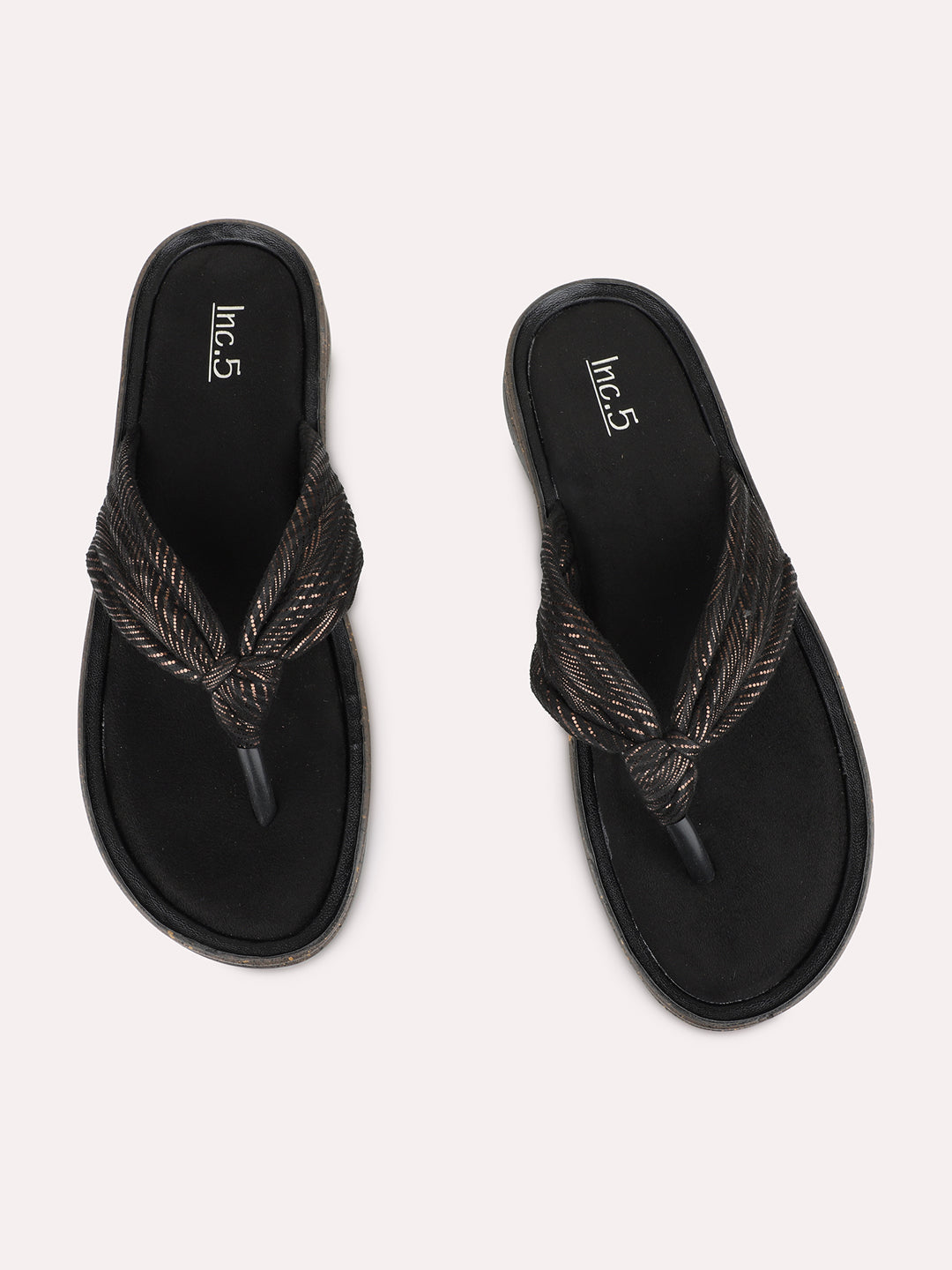 Womens Black Casual Solid Round Toe Flat Slip-Ons
