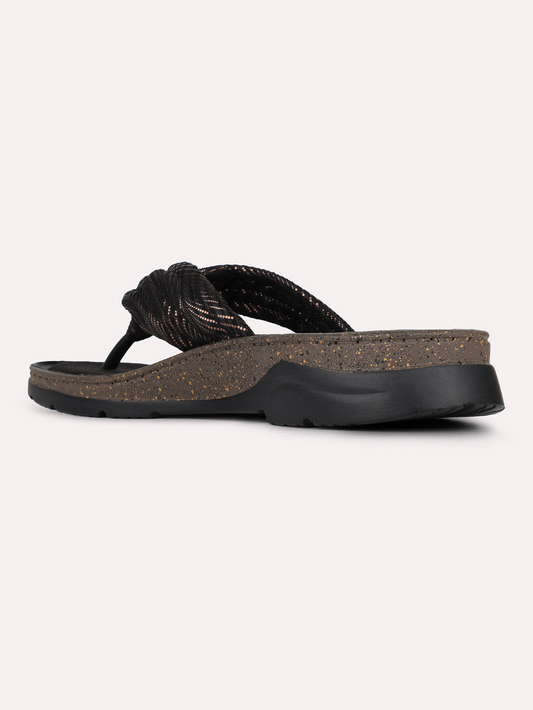 Womens Black Casual Solid Round Toe Flat Slip-Ons