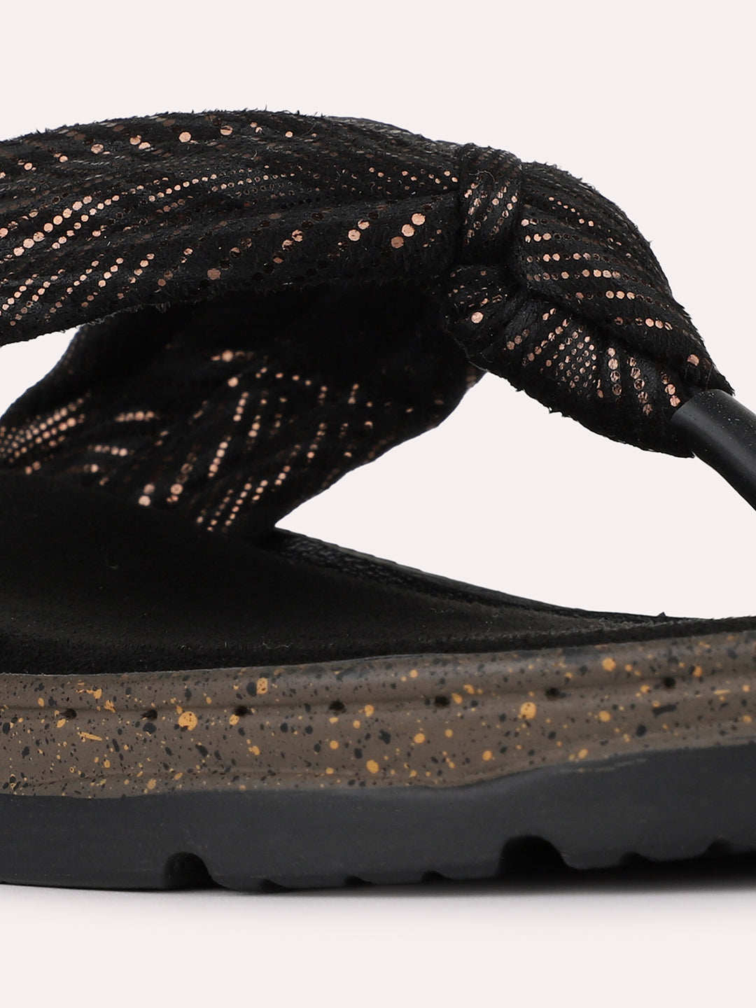 Womens Black Casual Solid Round Toe Flat Slip-Ons