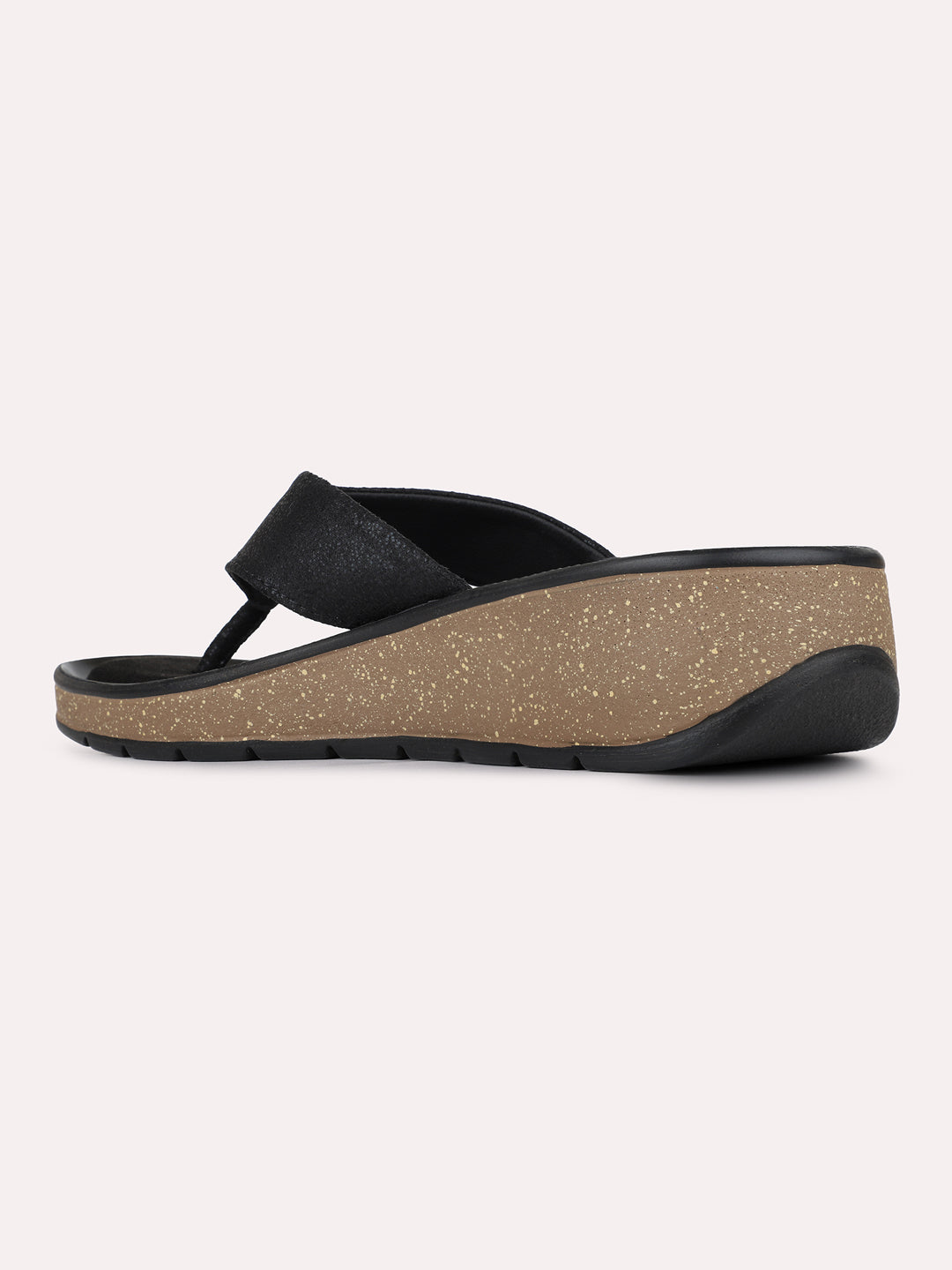 Womens Black Casual Solid Pattern Round Toe Wedges