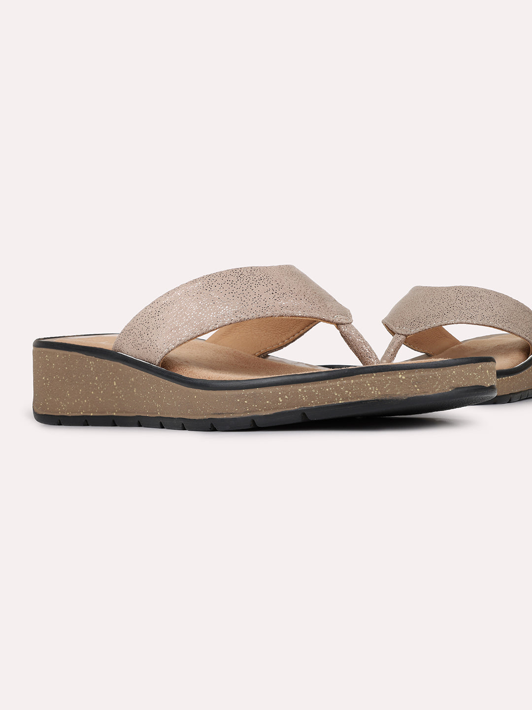 Womens Brown Casual Solid Round Toe Wedge Heels