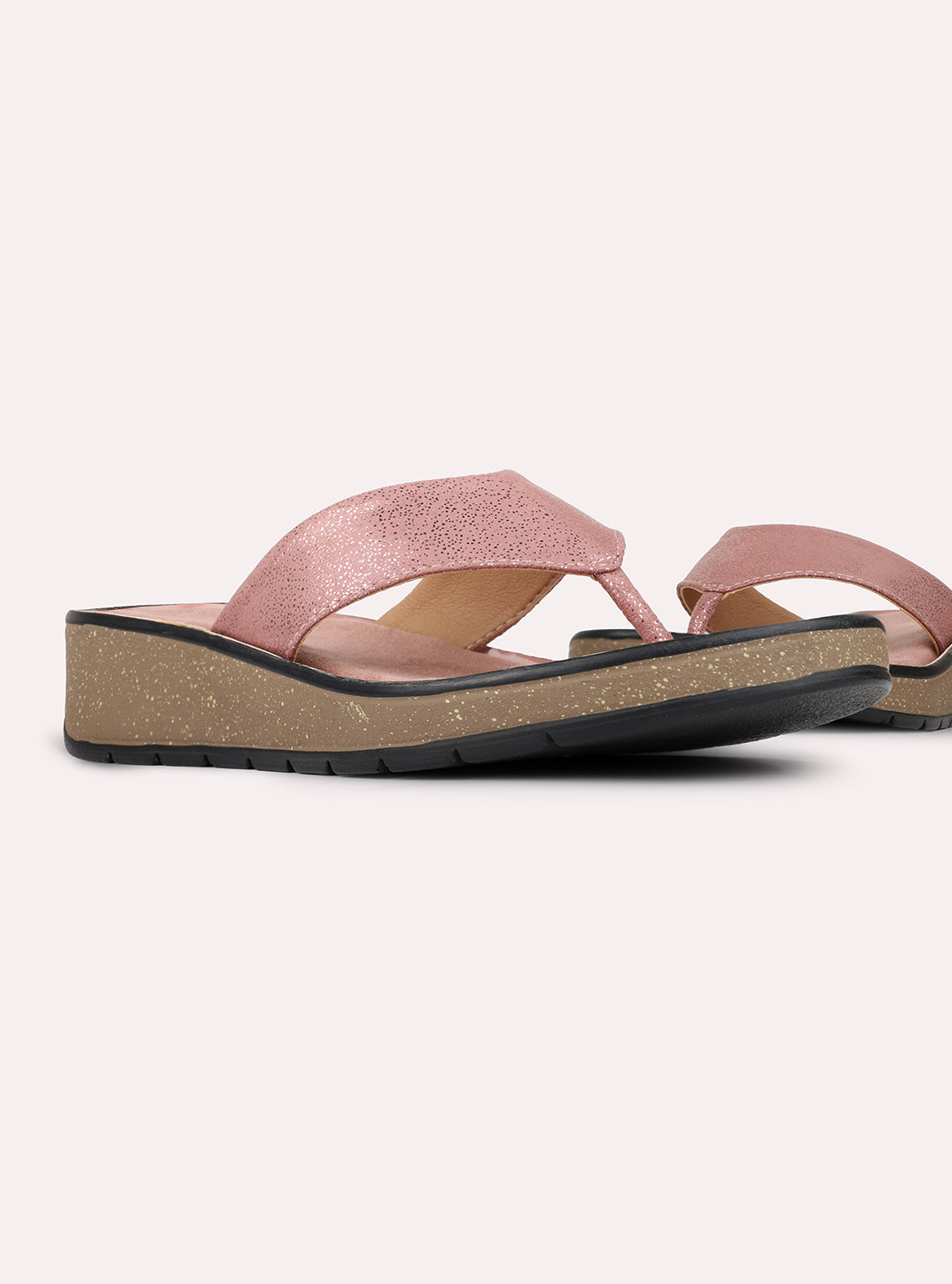Womens Peach Casual Solid Pattern Round Toe Wedges