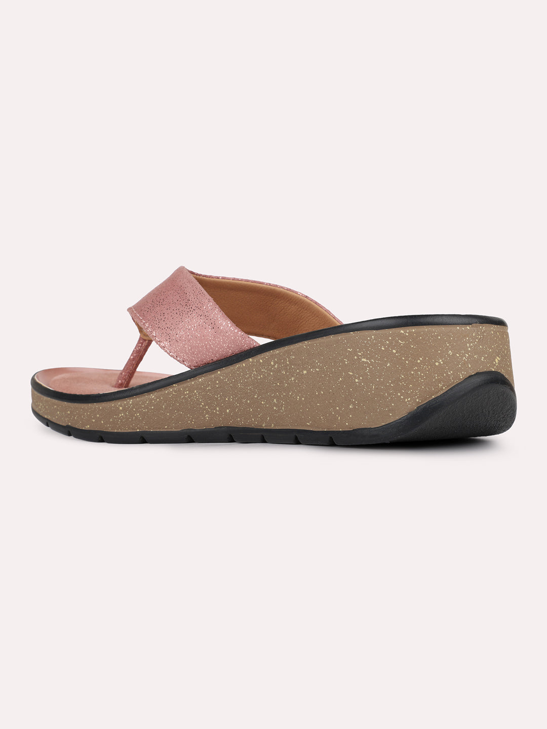 Womens Peach Casual Solid Pattern Round Toe Wedges