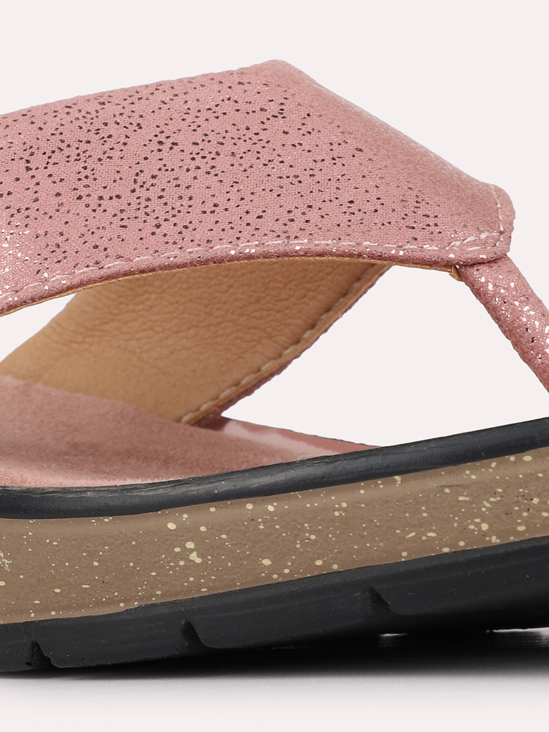 Womens Peach Casual Solid Pattern Round Toe Wedges