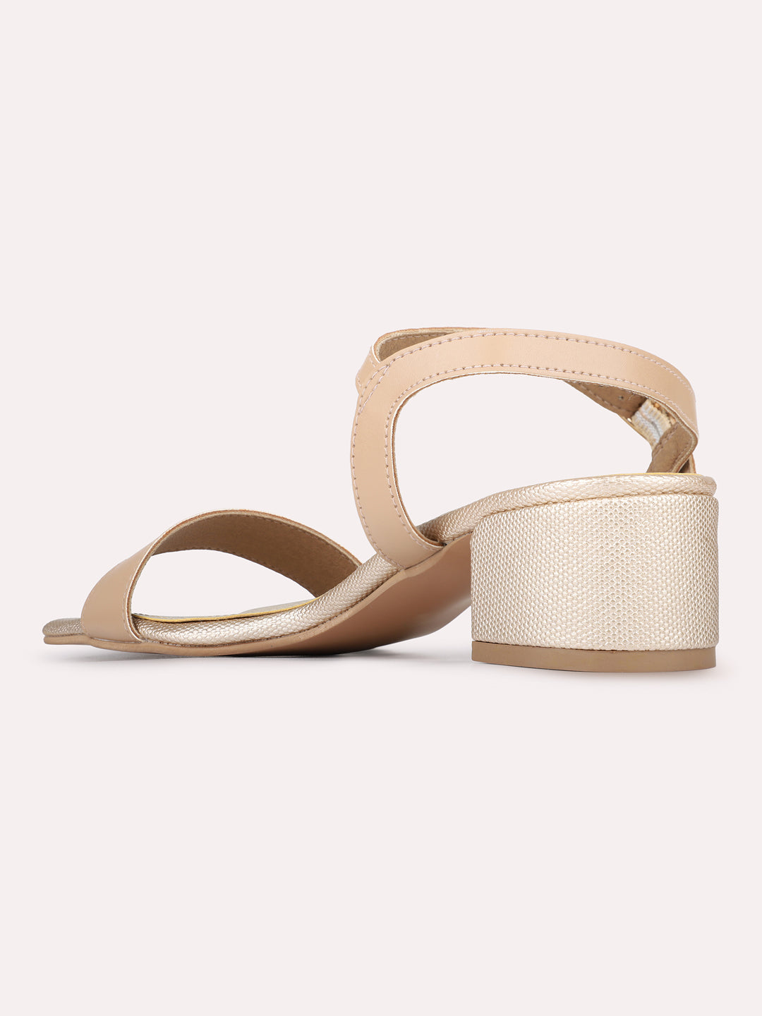 Womens Beige Casual Solid Pattern Square Toe Block Heels