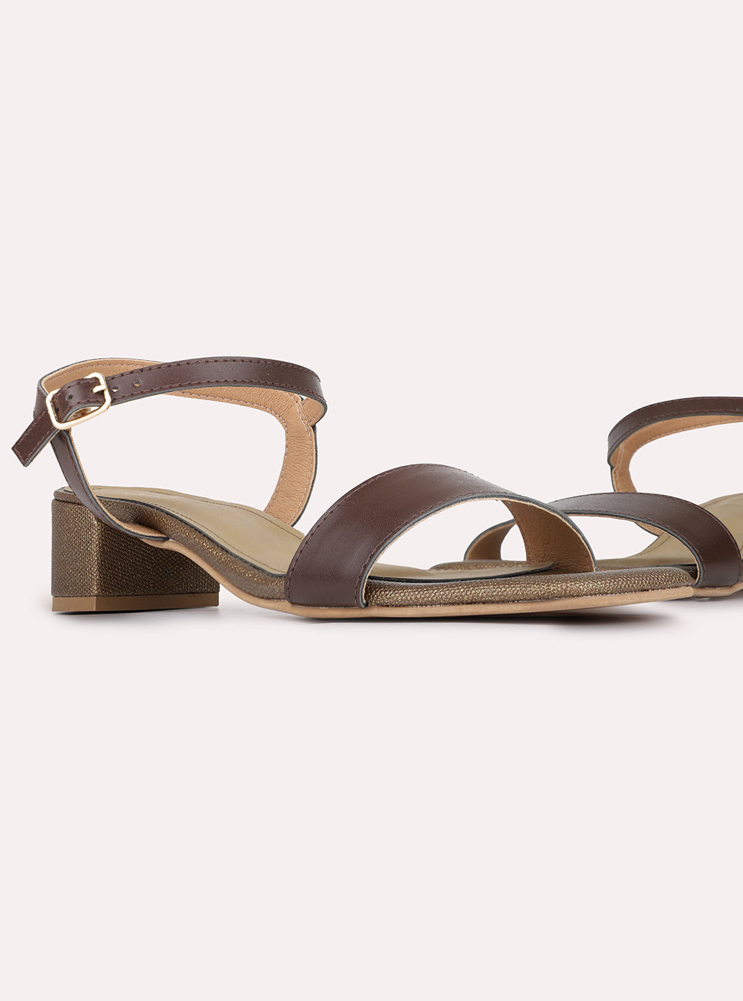 Womens Brown Casual Solid Pattern Square Toe Block Heels