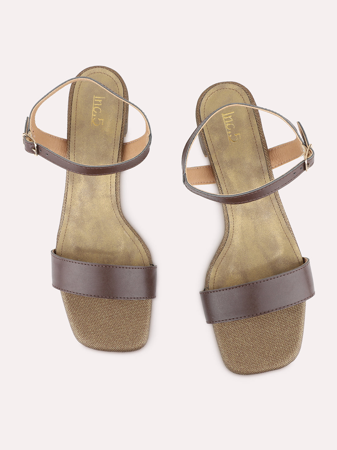 Womens Brown Casual Solid Pattern Square Toe Block Heels