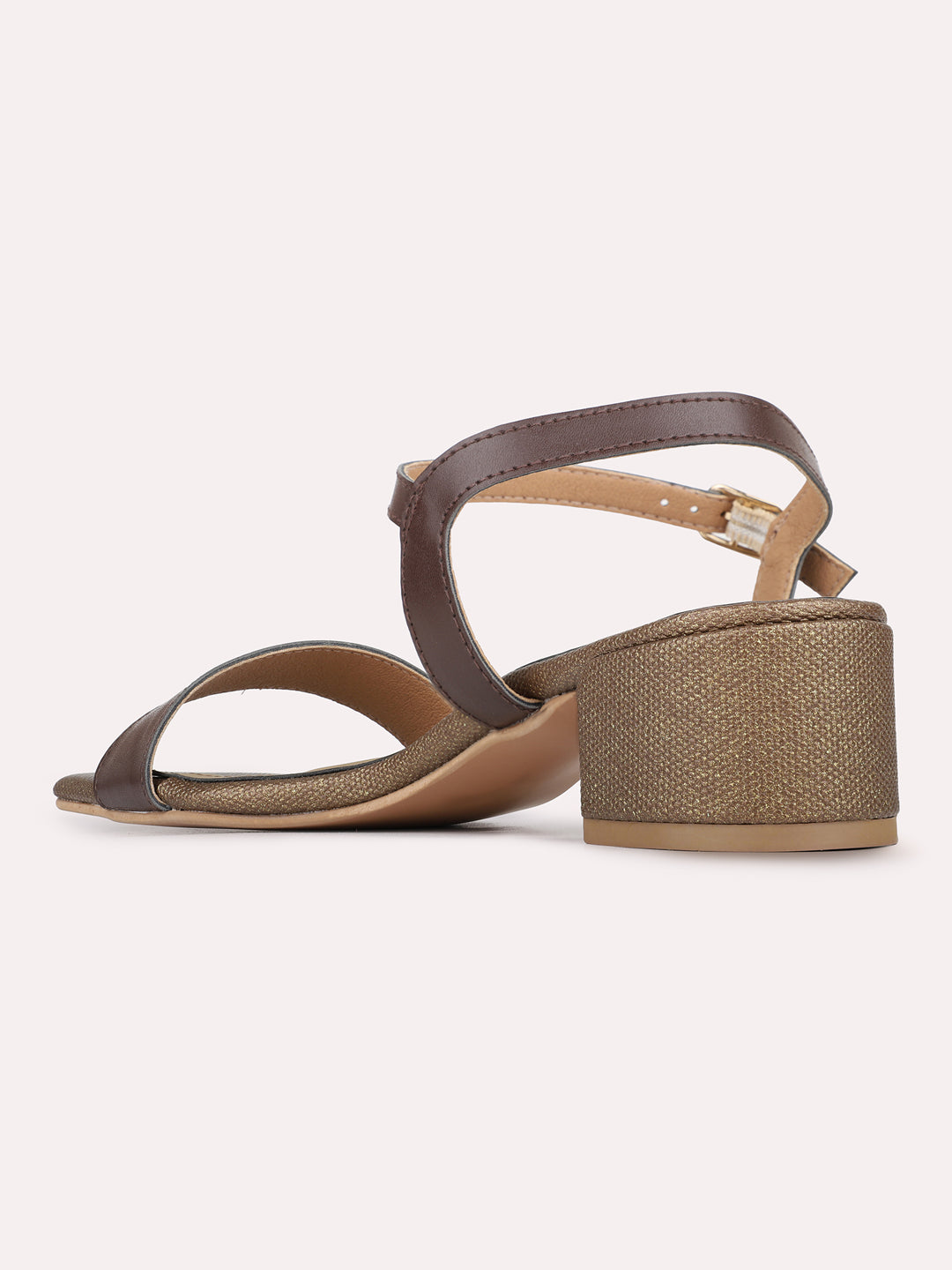 Womens Brown Casual Solid Pattern Square Toe Block Heels