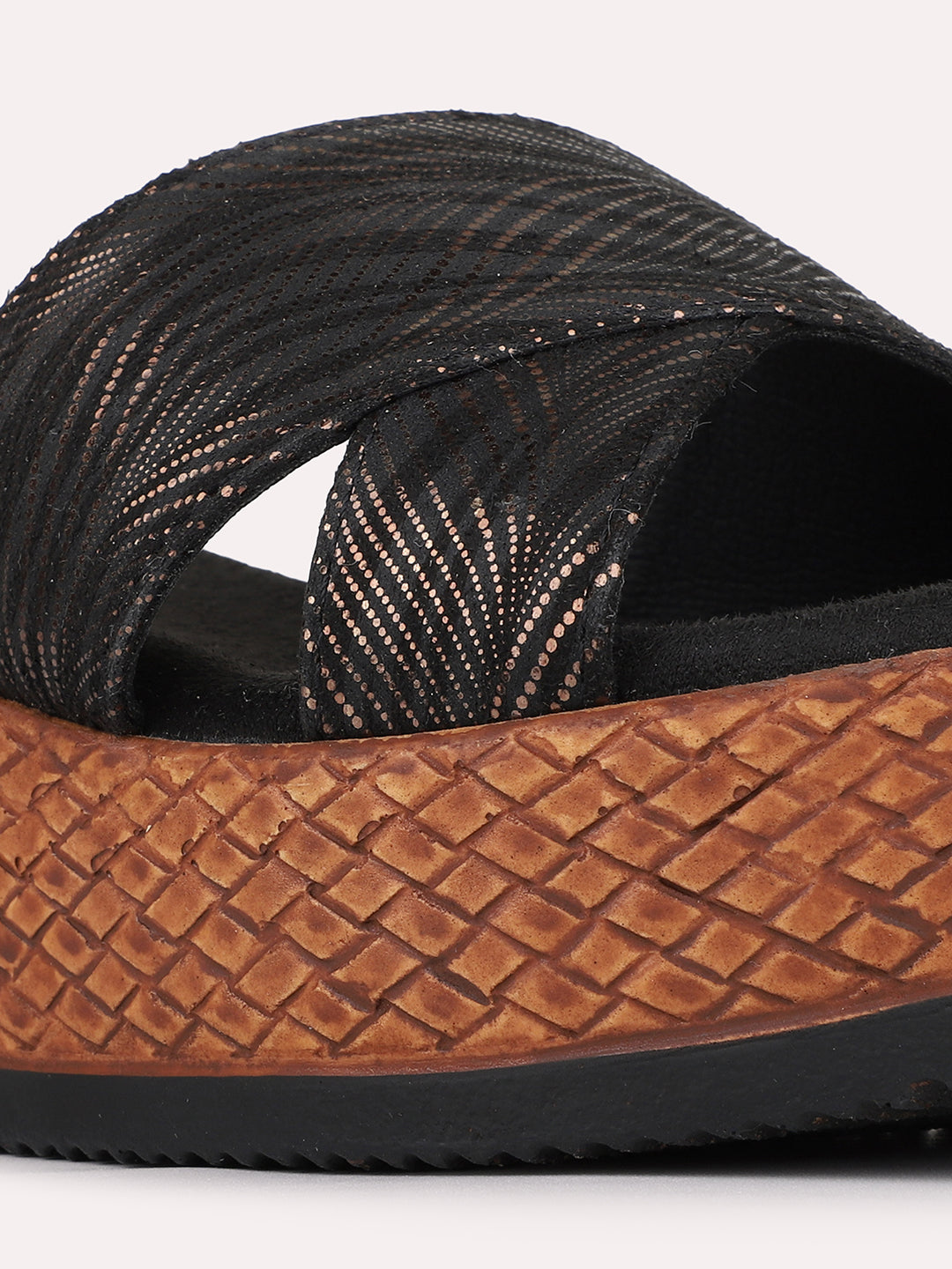 Womens Black Casual Solid Round Toe Wedge Heels