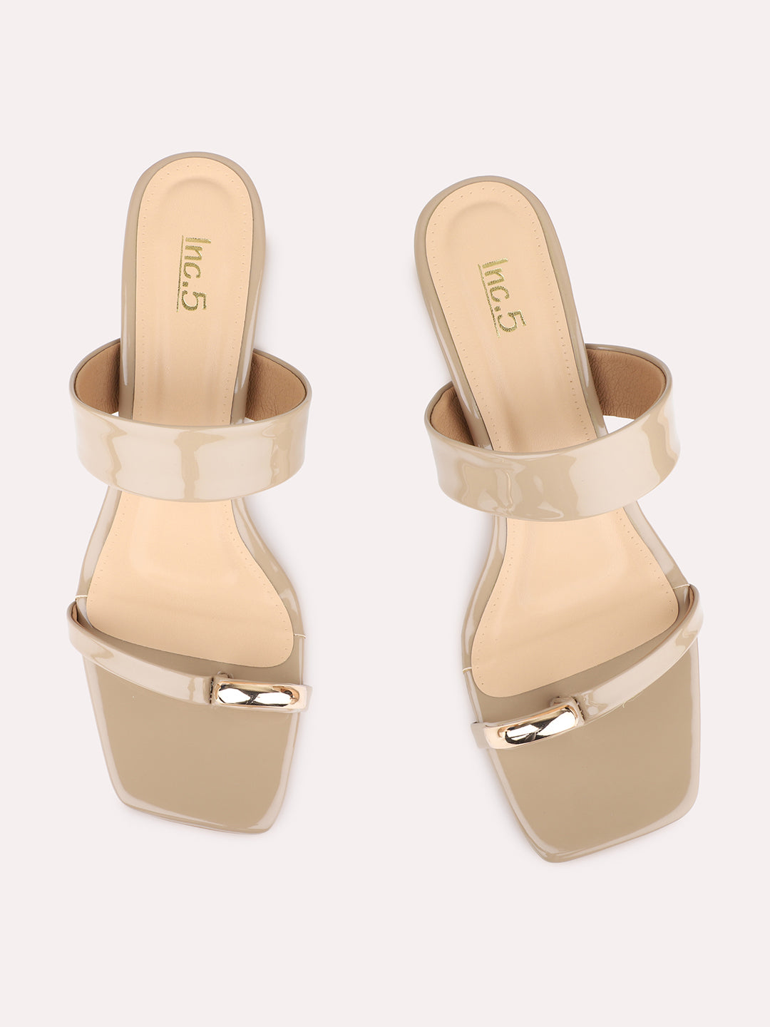 Womens Beige Casual Solid Pattern Square Toe Shape Kitten Heels