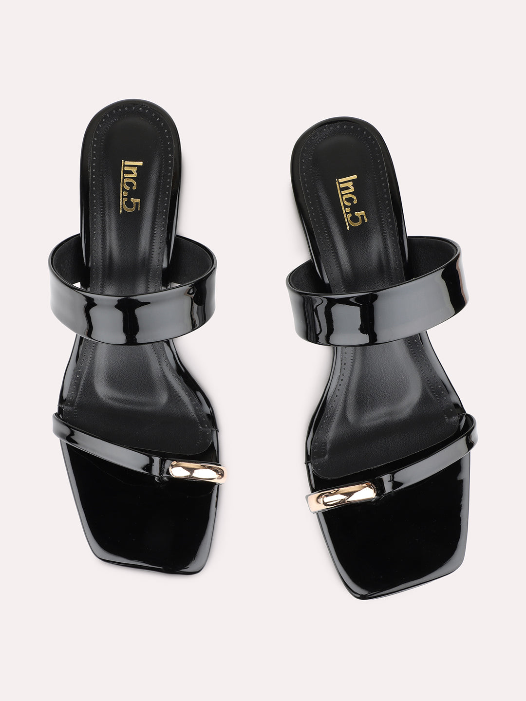Womens Black Casual Solid Pattern Square Toe Shape Kitten Heels