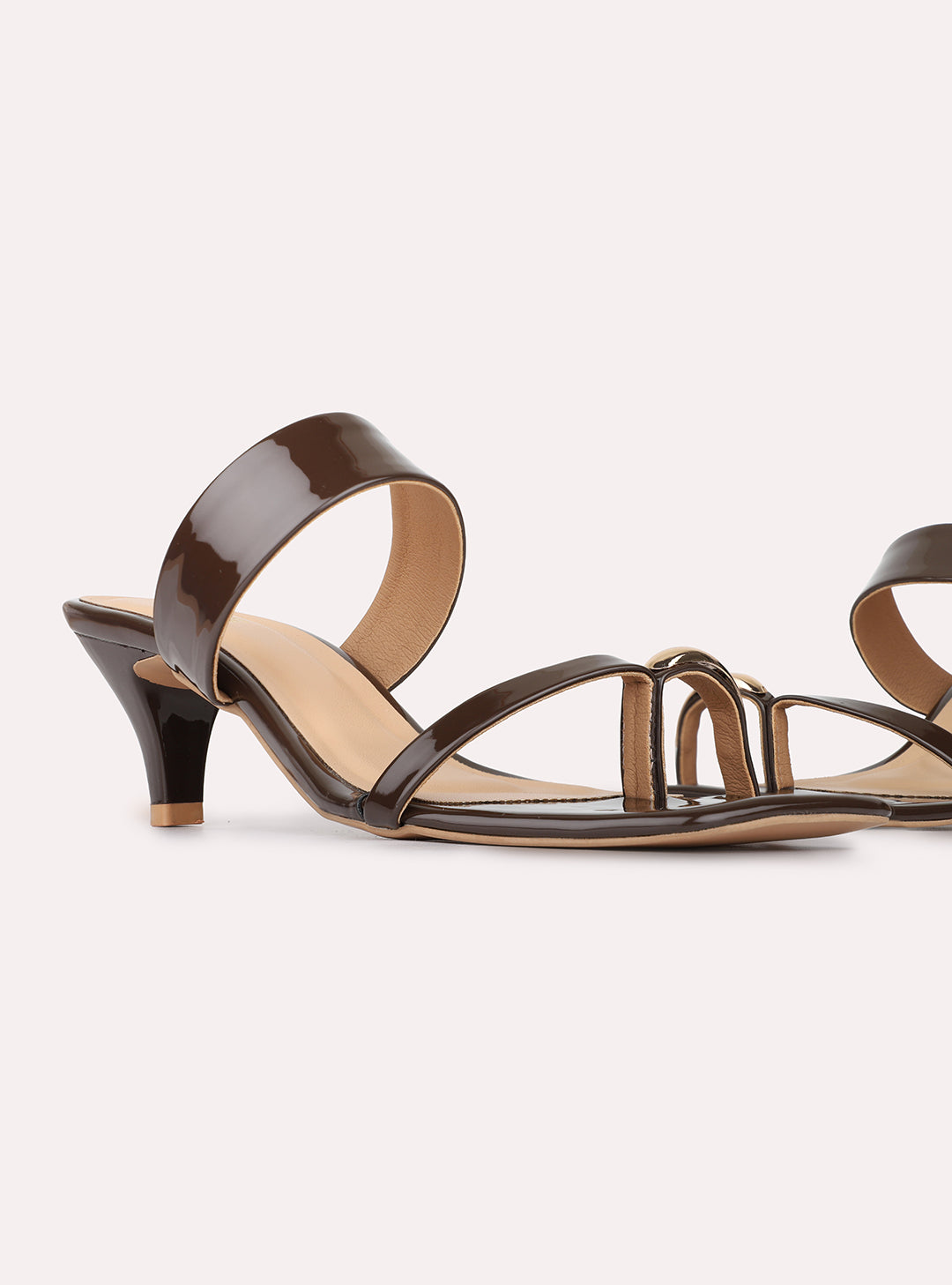 Womens Brown Casual Solid Square Toe Kitten Heels