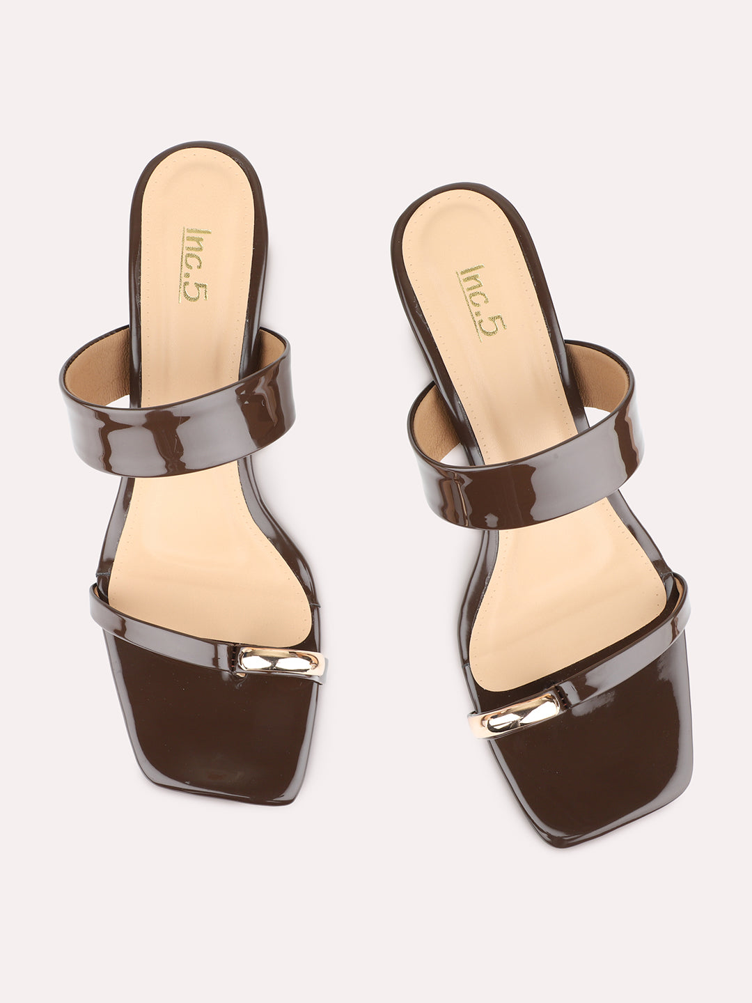 Womens Brown Casual Solid Square Toe Kitten Heels