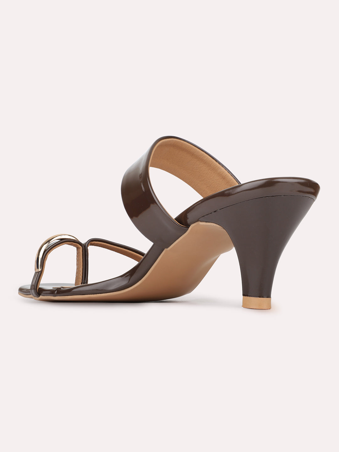 Womens Brown Casual Solid Square Toe Kitten Heels