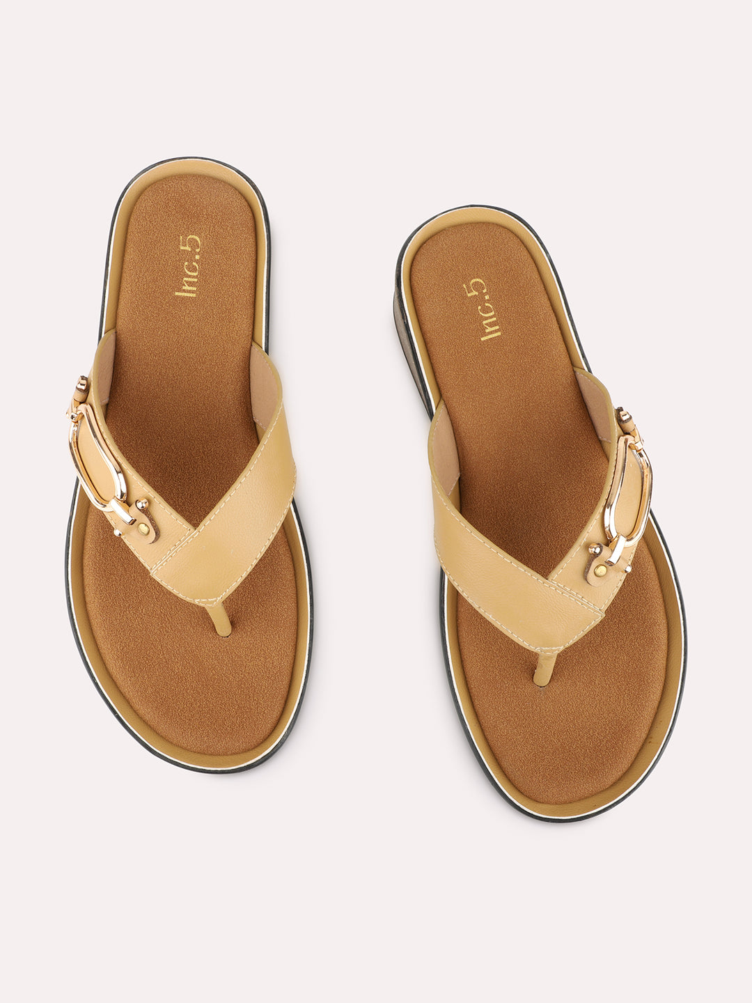 Womens Beige Casual Embellished Round Toe Wedge Heels