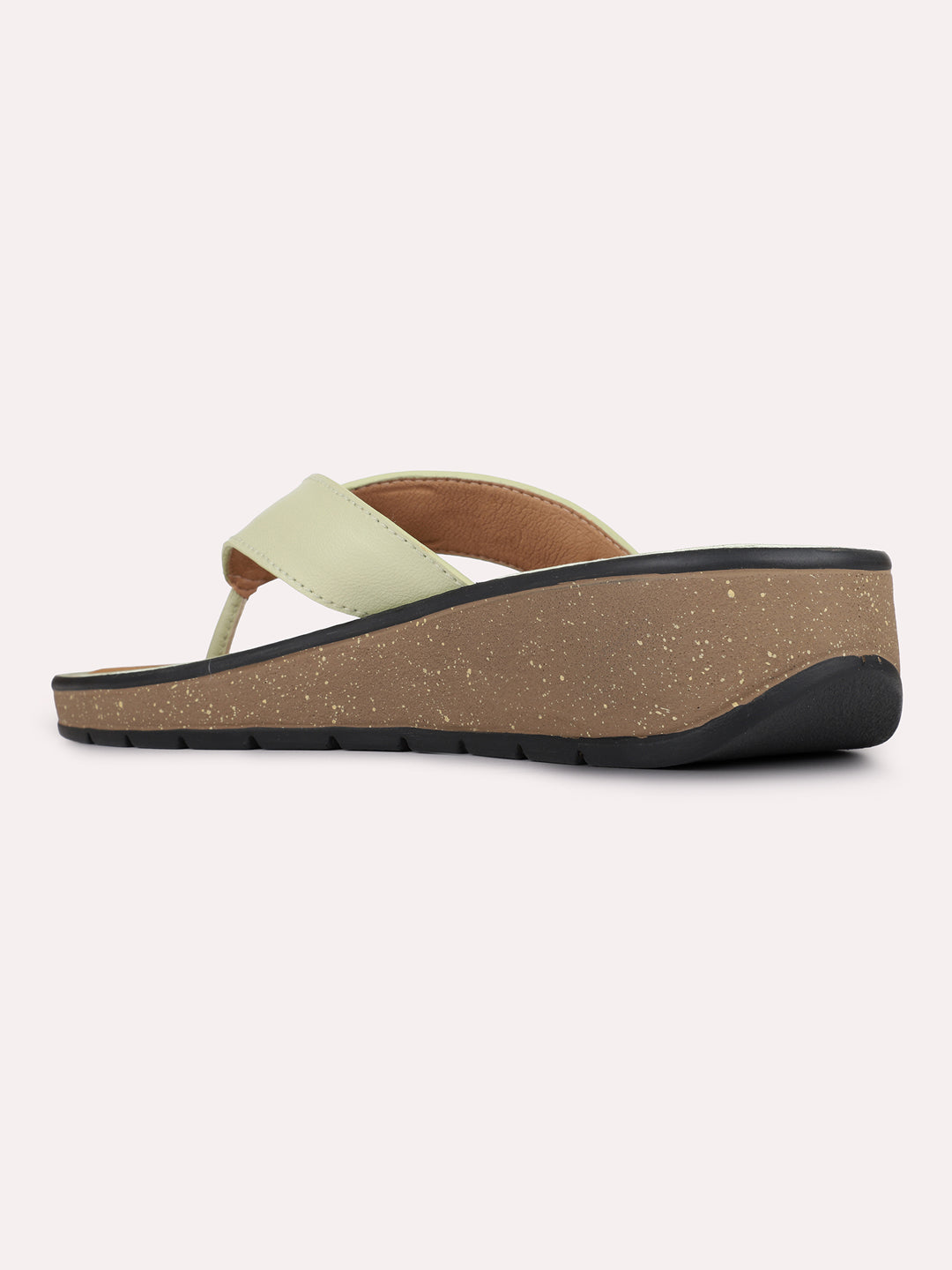Womens Green Casual Embellished Round Toe Wedge Heels