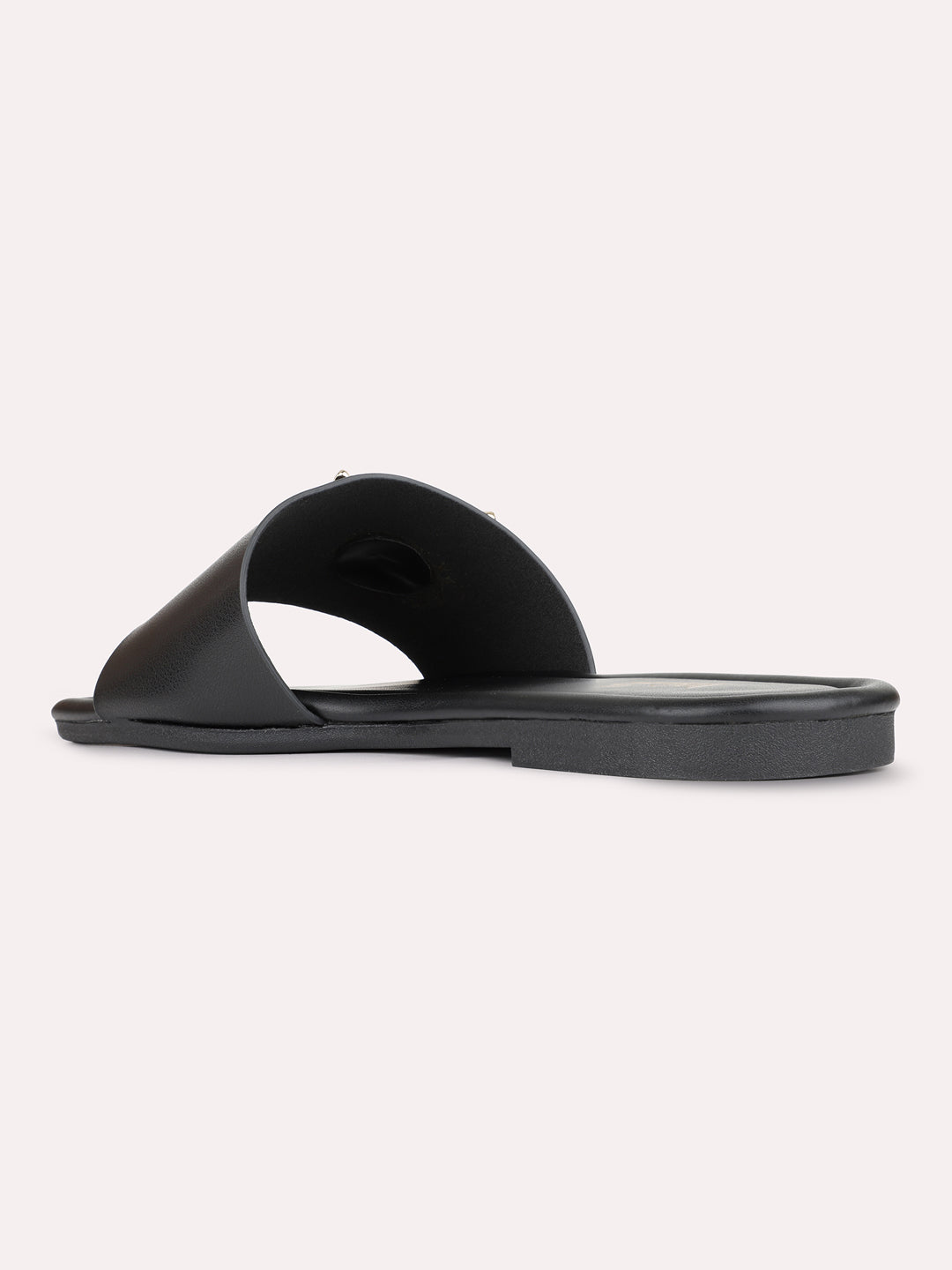 Womens Black Casual Solid Pattern Square Toe Shape Flat Slip-Ons