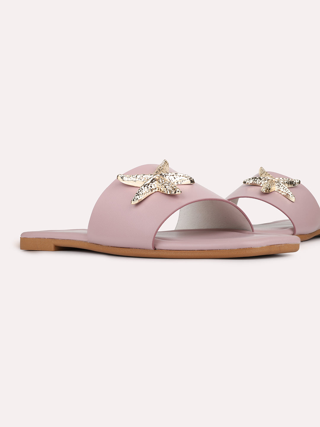 Womens Purple Casual Solid Square Toe Flat Slip-Ons