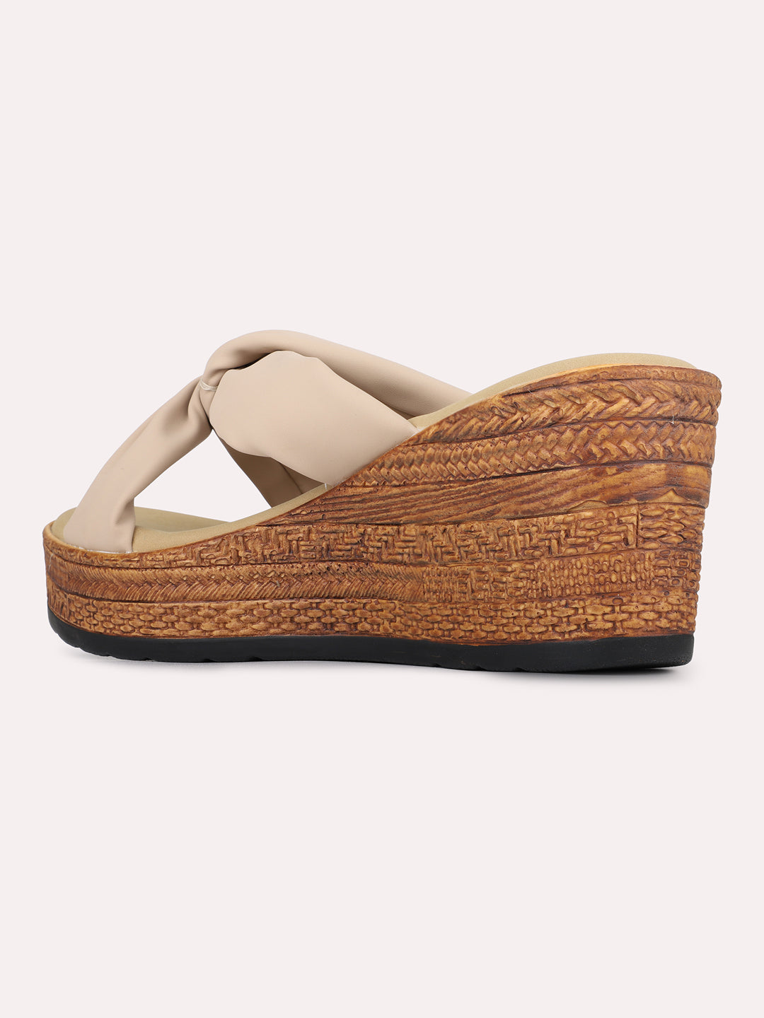 Womens Beige Casual Solid Pattern Round Toe Wedges