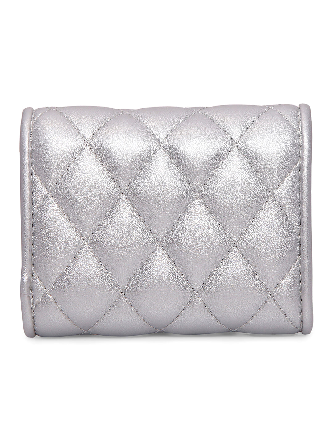 Inc.5 Women Silver Textured Card Holder Wallet