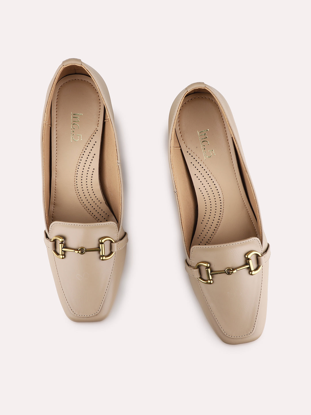 Womens Beige Party Wear Solid Narrow Toe Pumps
