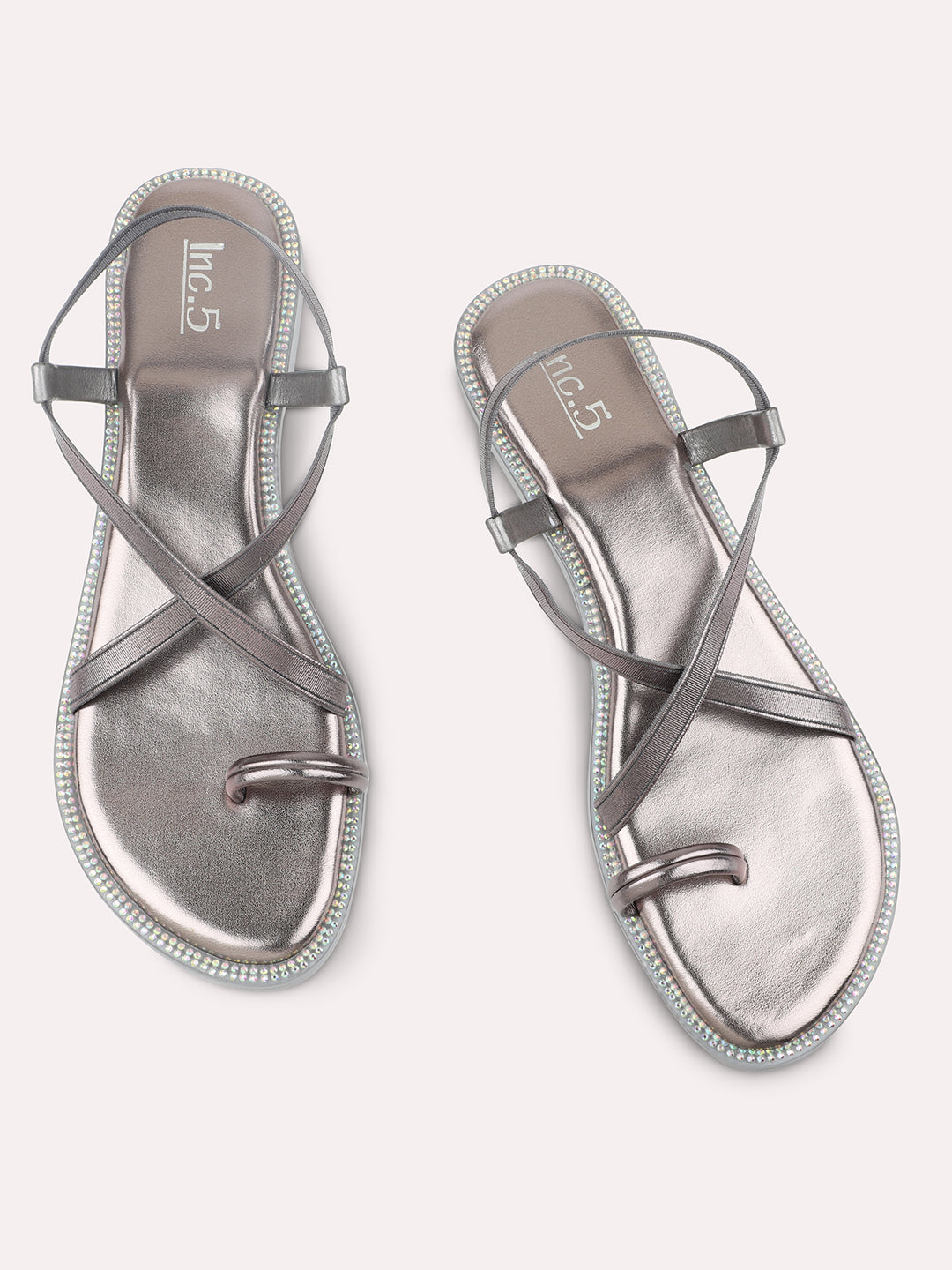 Women Pewter One  Toe Flats