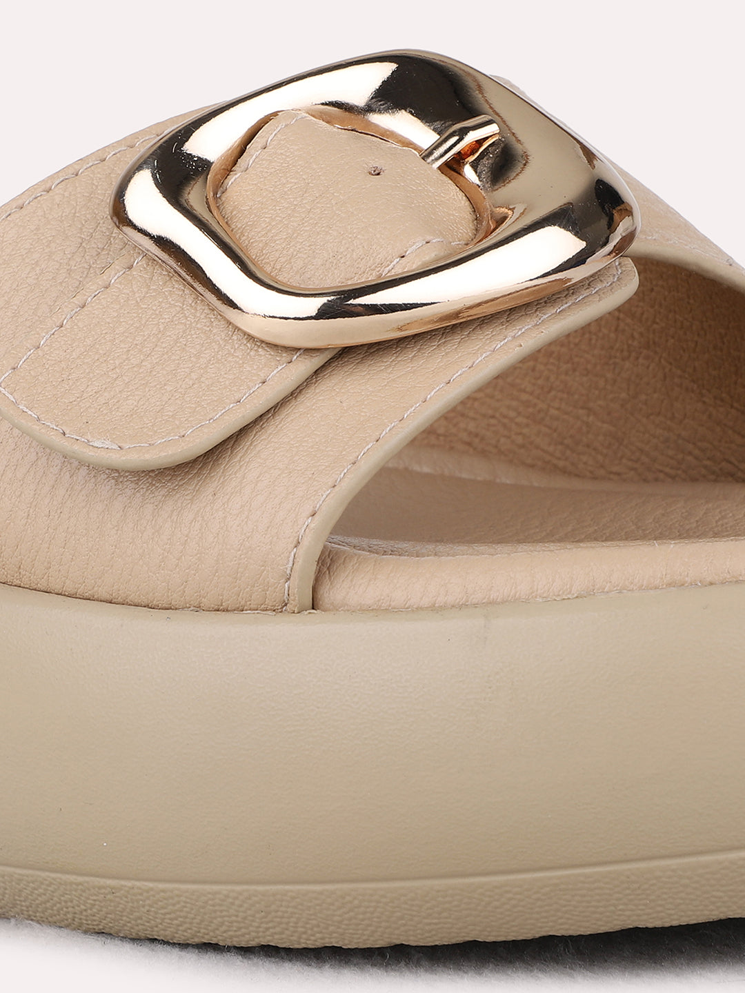 Womens Beige Casual Solid Round Toe Wedges