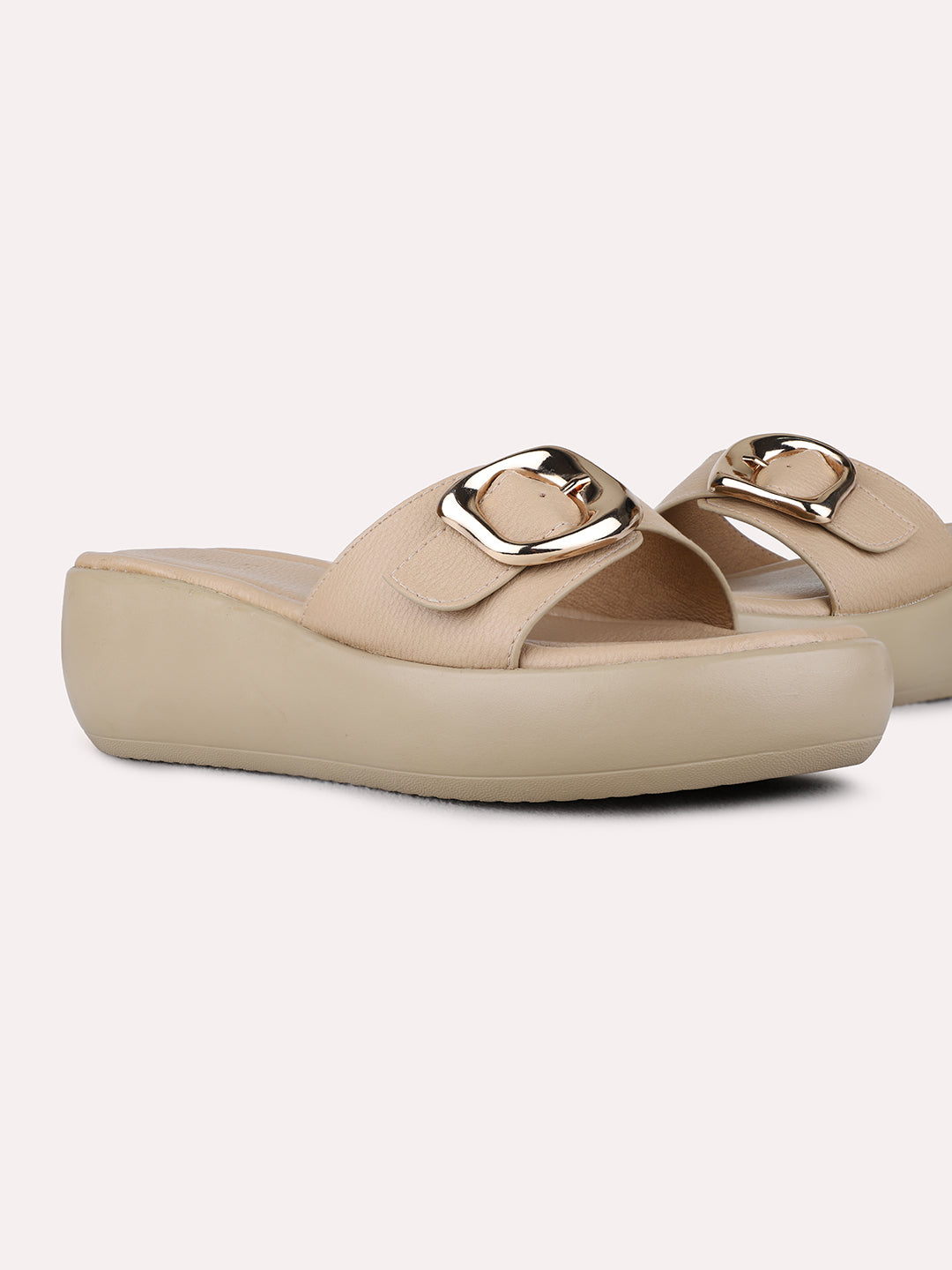 Womens Beige Casual Solid Round Toe Wedges
