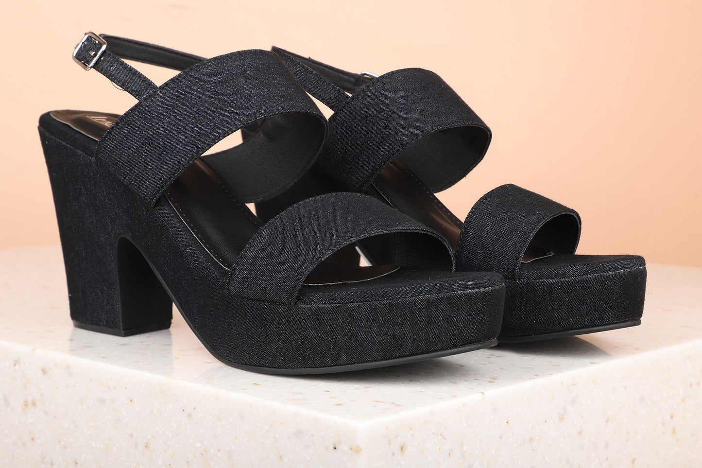 Women Black Solid Platform Heels