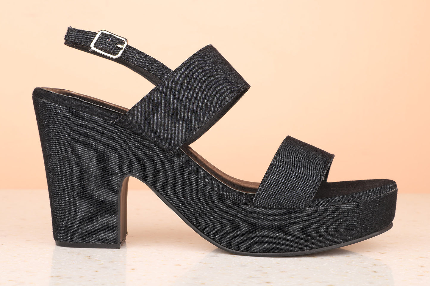 Women Black Solid Platform Heels