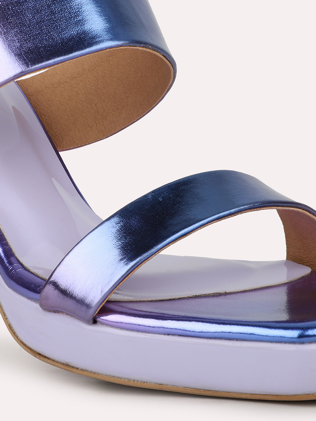 Women Purple Open Toe Stiletto Heels With Iridescent Effect