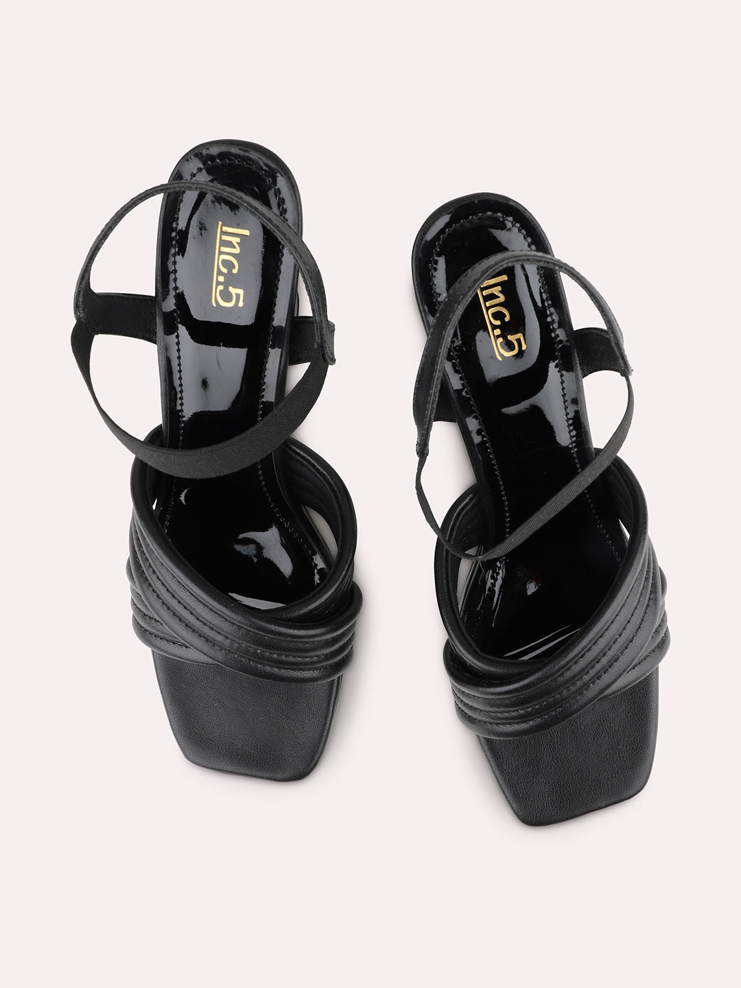 Womens Black Party Wear Open toe Block Heel Sandals