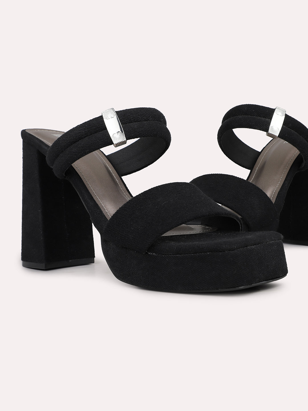 Womens Black Party Wear Open toe Platform Heel Sandals