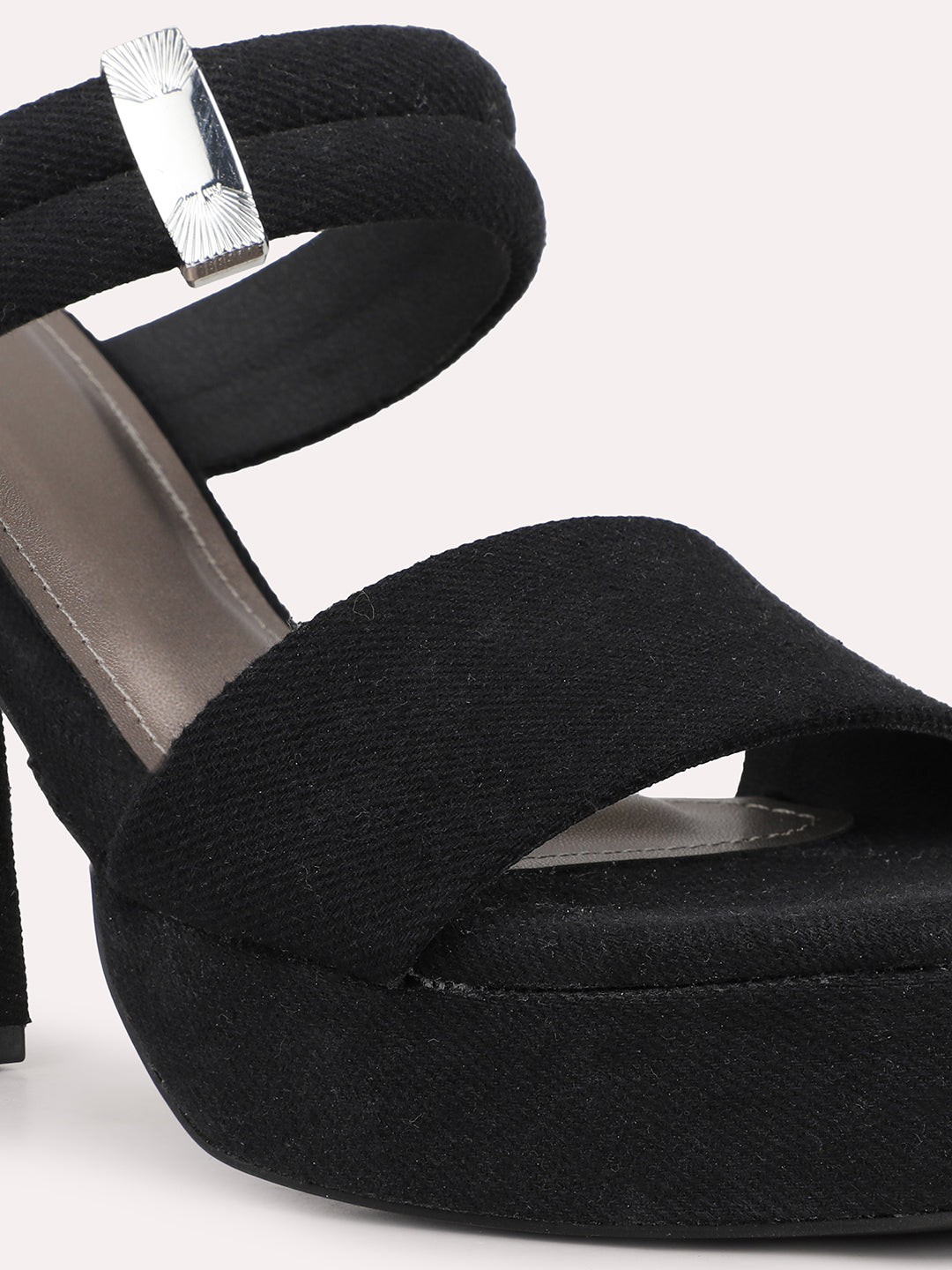 Womens Black Party Wear Open toe Platform Heel Sandals