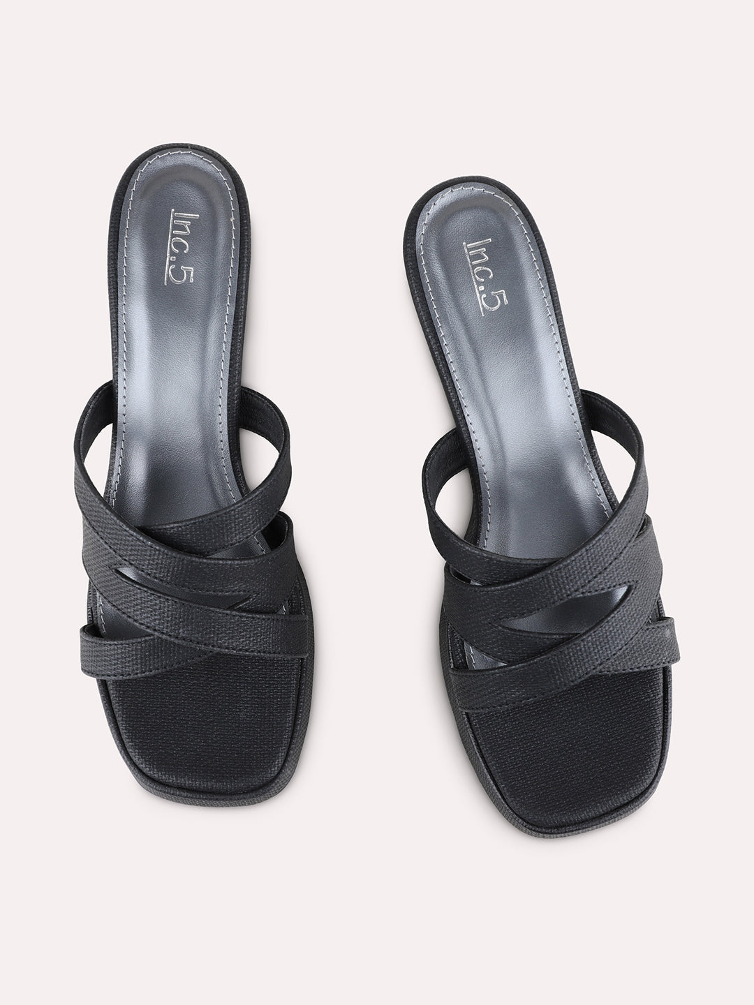 Womens Black Party Wear Solid Round Toe Platform Heels