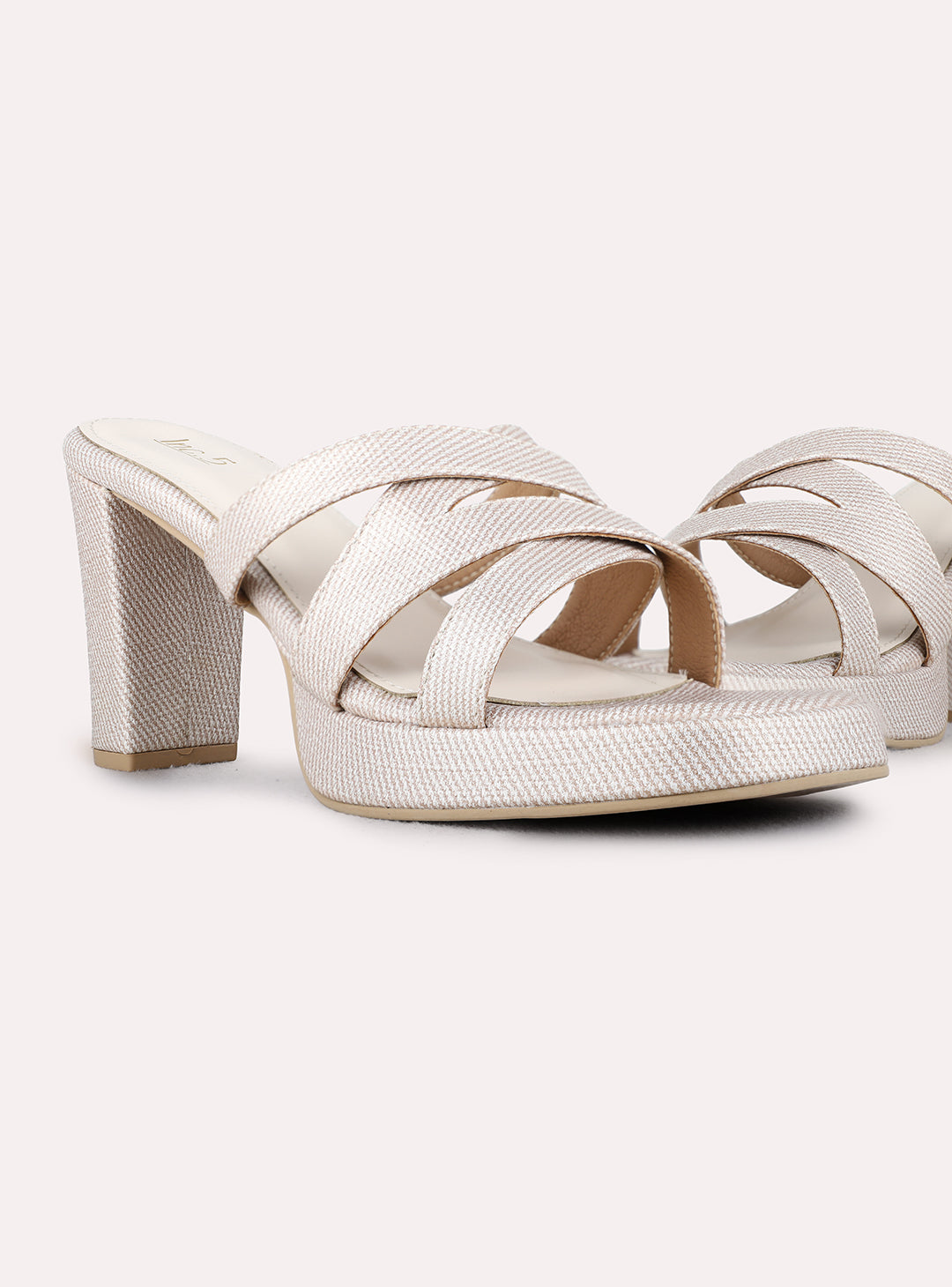 Womens Golden Party Wear Solid Round Toe Platform Heels