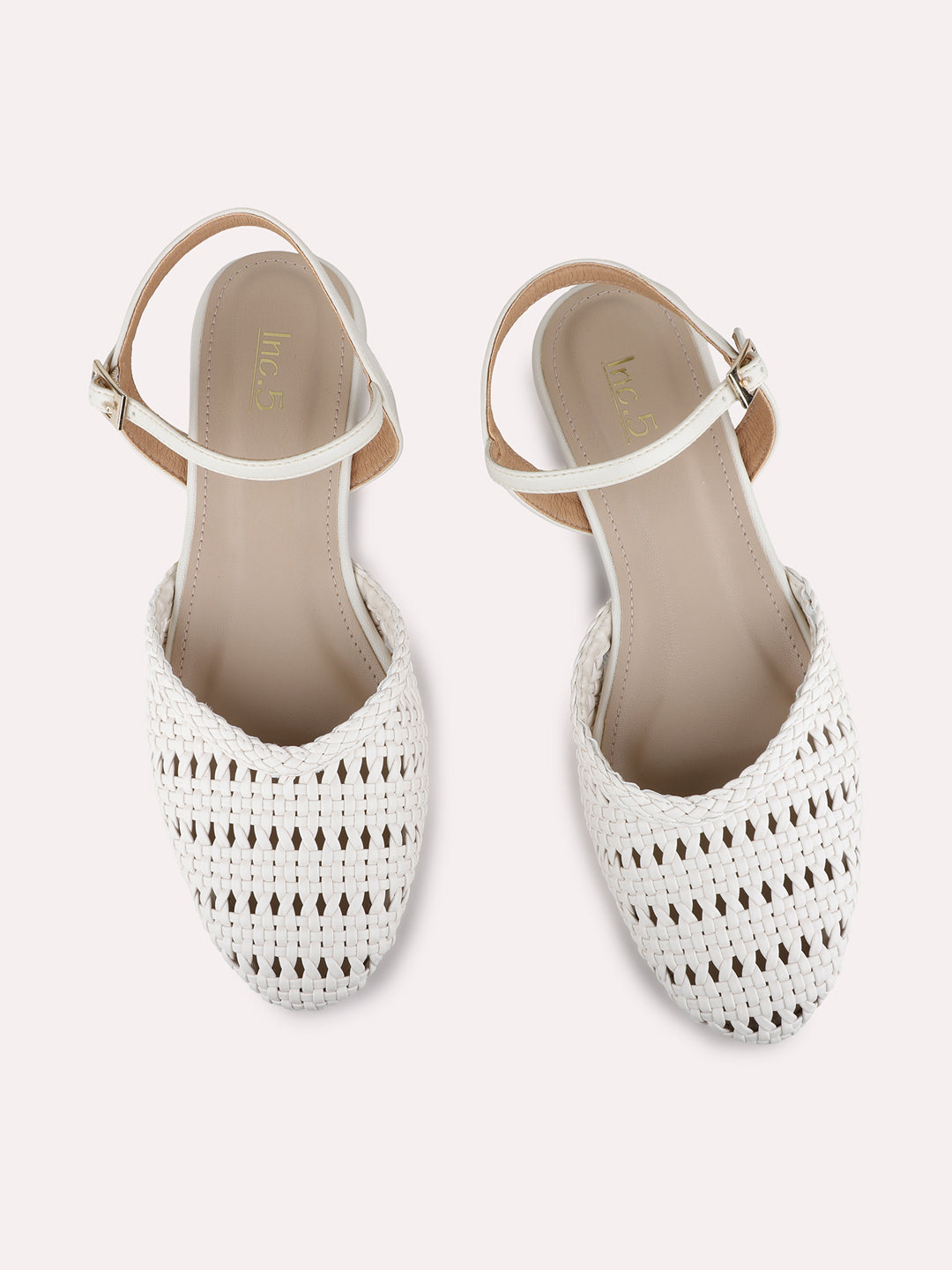 Womens Beige Party Wear Solid Pattern Round Toe Block Heels
