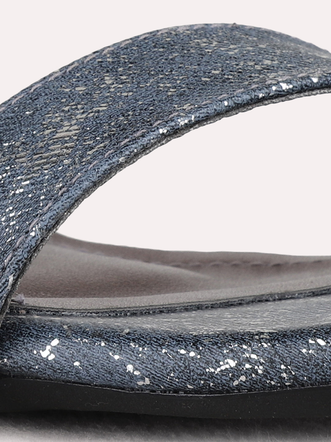 Womens Pewter Party Wear Printed Round Toe Block Heels