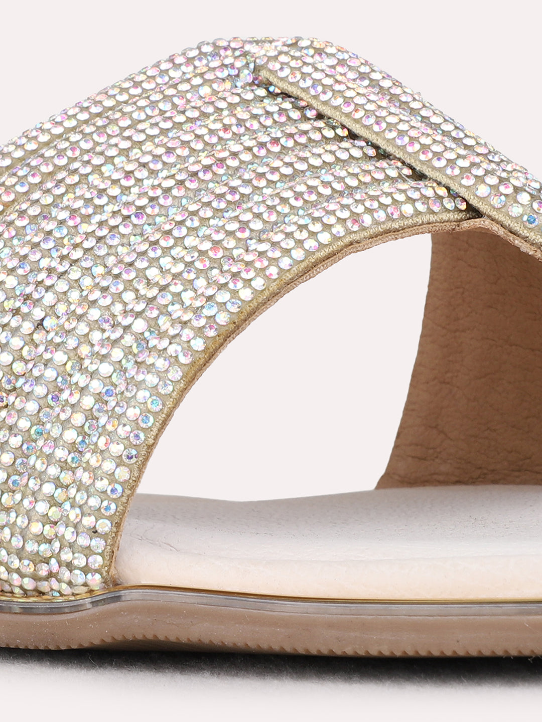 Womens Cream Ethnic Solid Open Toe Flats