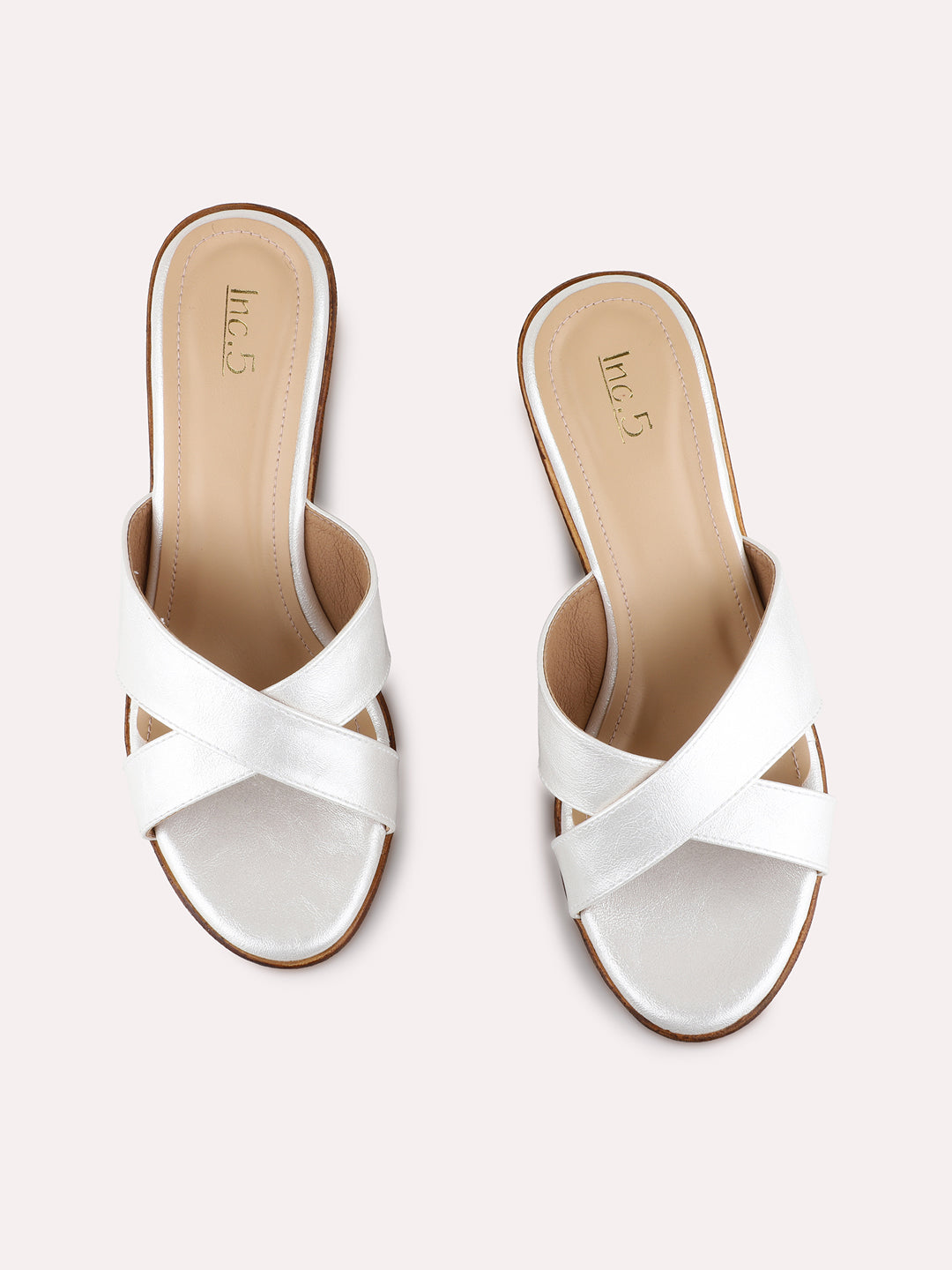 Womens Silver Party Wear Textured Round Toe Wedge Heel Sandals