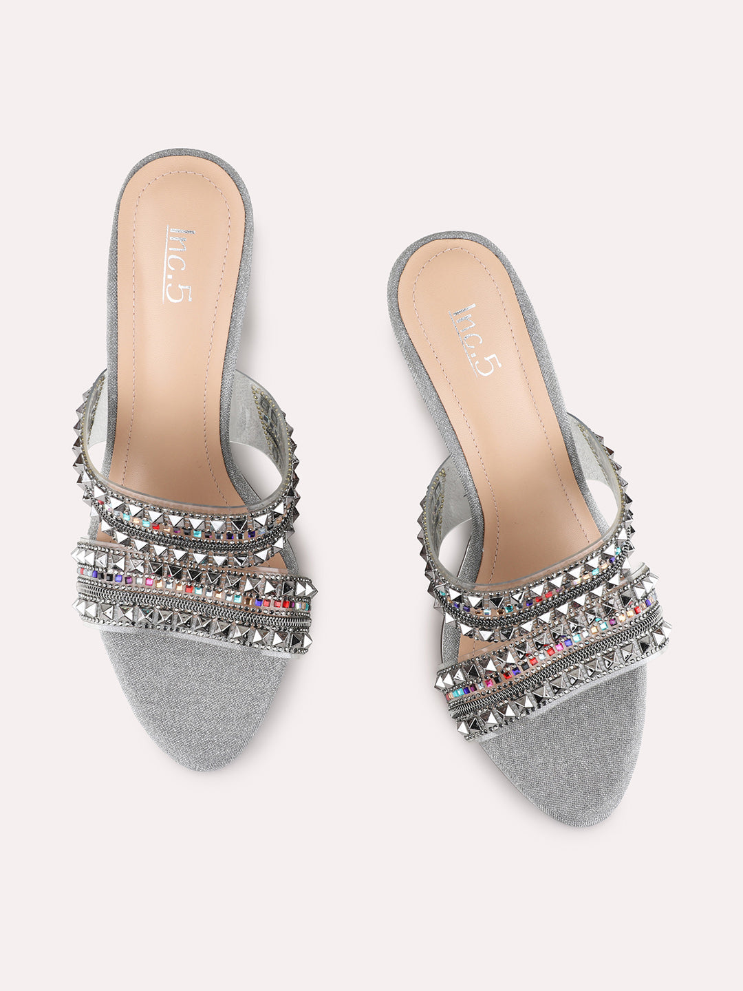 Womens Pewter Ethnic Embellished Round Toe Platform Heels