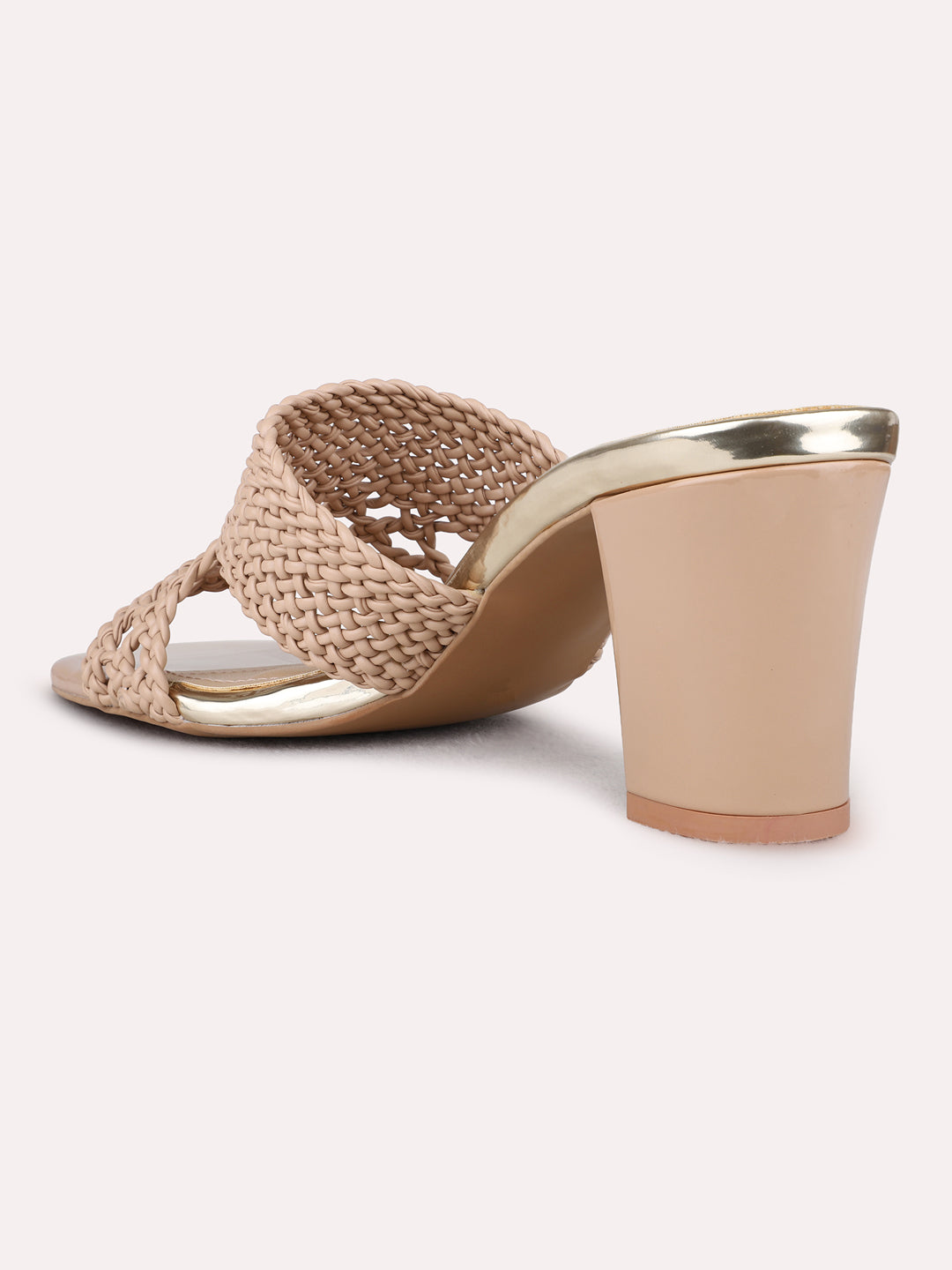 Womens Brown Party Wear Solid Square Toe Sandals